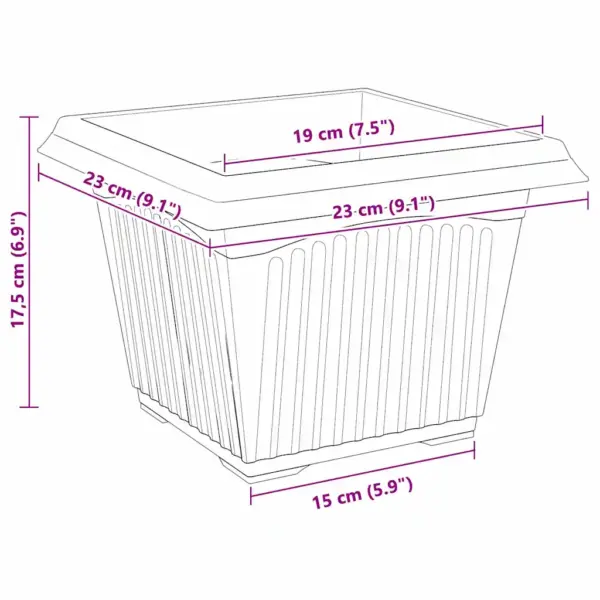Ruutlillepotid drenaažiavadega, 6 tk, must plastmass, 23 x 23 x 17,5 cm – 10