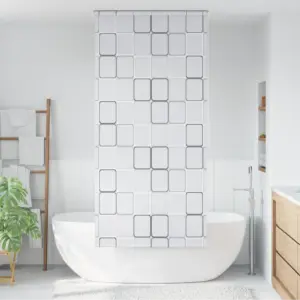 Valge ruutudega duširuloo, PEVA ja alumiinium, 100 x 240 cm