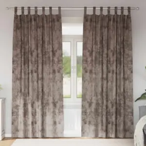 Sametkardinad 2 tk, cappuccino, 225 x 140 cm