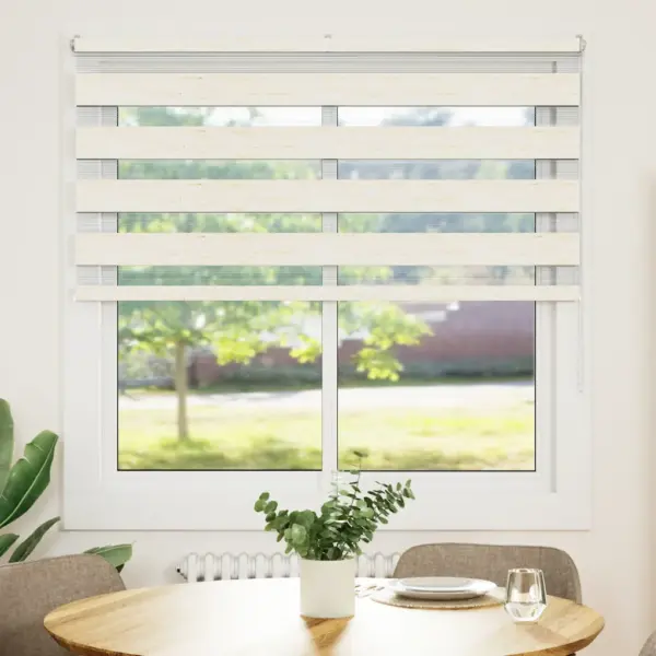 Sebra ruloo privaatsuse ja valguse reguleerimiseks, marmorbeež, 150 x 150 cm, polüester, alumiiniumsiiniga – 2