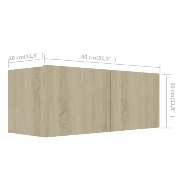 Seinale kinnitatav 4-osaline telerikappide komplekt, sonoma tamme tooni tehispuit, 2x 80 x 30 x 30 cm ja 2x 100 x 30 x 30 cm – 6