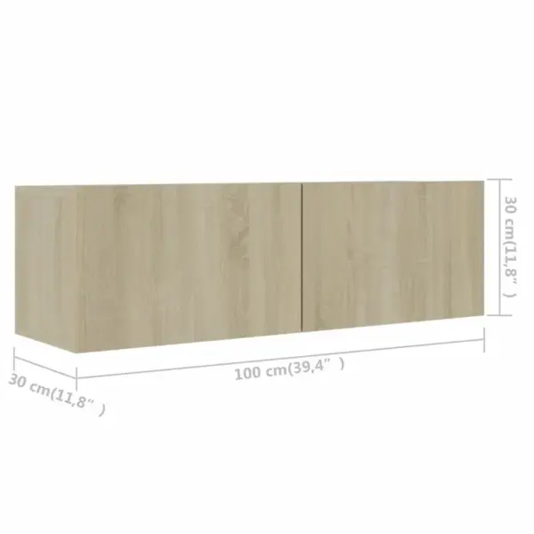 Seinale kinnitatav 4-osaline telerikappide komplekt, sonoma tamme tooni tehispuit, 2x 80 x 30 x 30 cm ja 2x 100 x 30 x 30 cm – 7