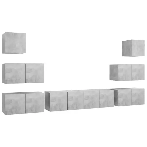 Seinale kinnitatav 8-osaline telerikappide komplekt, betoonhall tehispuit – 2