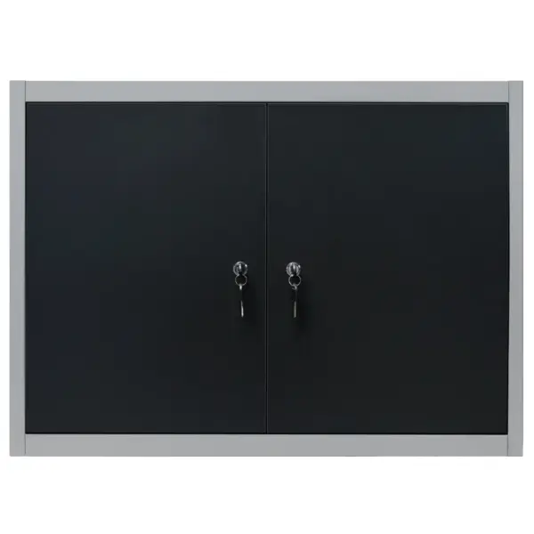 Seinale kinnitatav metallist tööriistakapp lukustatavate ustega, hall-must, 80 x 19 x 60 cm – 3