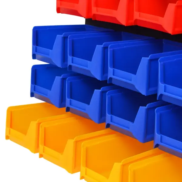 Seinale kinnitatav tööriistade ja tarvikute organiseerija, plast, 2 paneeli 45 x 48 cm, 28 karpi, konksud ja hoidikud – 4