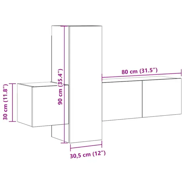 Seinale paigaldatav 3-osaline telerikappide komplekt, sonoma tamme tooni tehispuit – 13