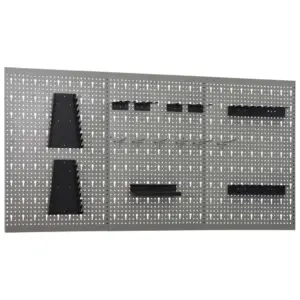 Seinale paigaldatav terasest tööriistapaneelide komplekt, 3 tk, hall, 40 x 58 cm
