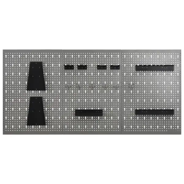 Seinale paigaldatav terasest tööriistapaneelide komplekt, 3 tk, hall, 40 x 58 cm - 2