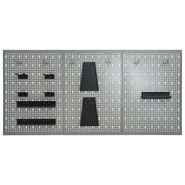Seinale paigaldatav terasest tööriistapaneelide komplekt, 3 tk, hall, 40 x 58 cm - 3