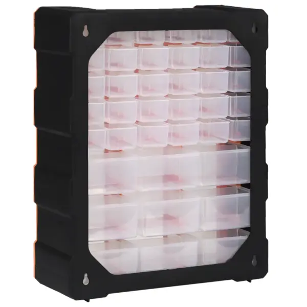 Seinale kinnitatav tööriistade organiseerija 39 sahtliga, oranž ja must, 38 x 16 x 47 cm – 4