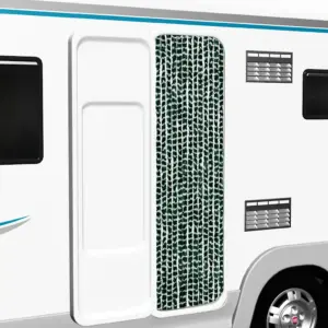 Šenillist putukakardin uksele, valge-roheline, 56 x 185 cm