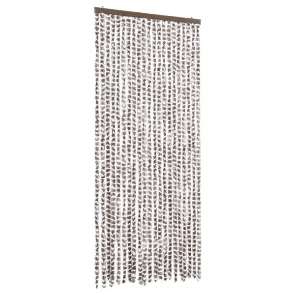 Šenillist putukakardin uksele konksudega, pruunikashall/valge, 90 x 220 cm – 2