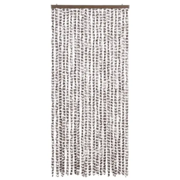 Šenillist putukakardin uksele konksudega, pruunikashall/valge, 90 x 220 cm – 3