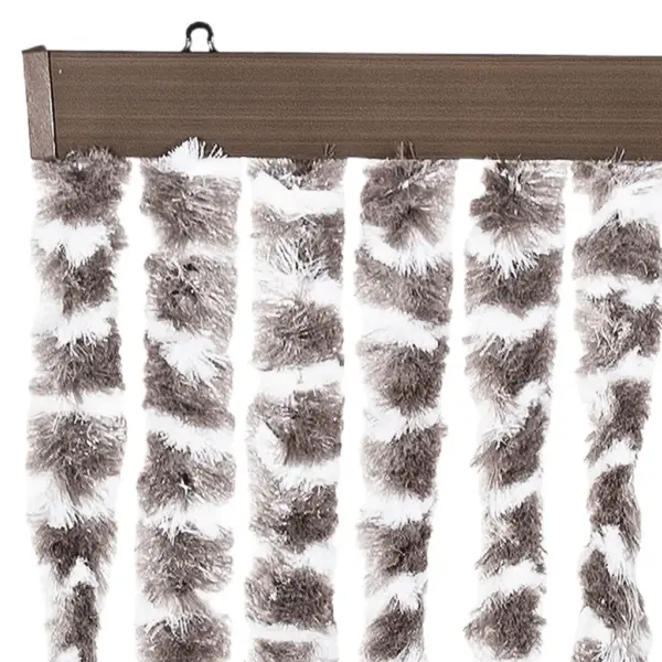 Šenillist putukakardin uksele konksudega, pruunikashall/valge, 90 x 220 cm – 4