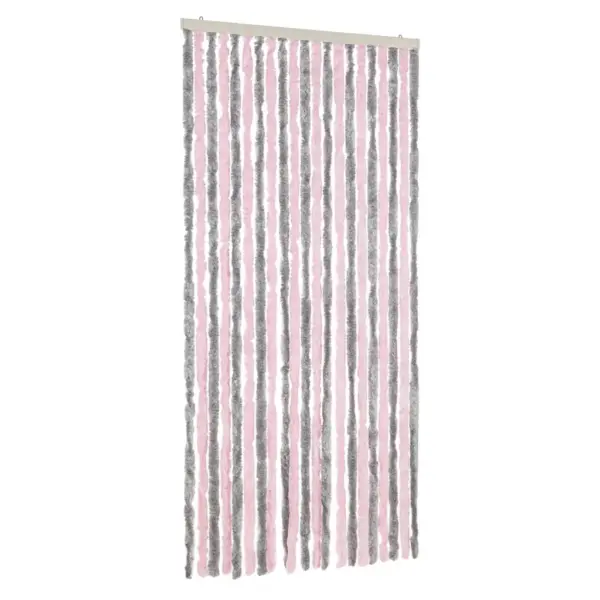 Šenillist putukakardin uksele, hõbehall ja roosa, 90 x 220 cm – 2