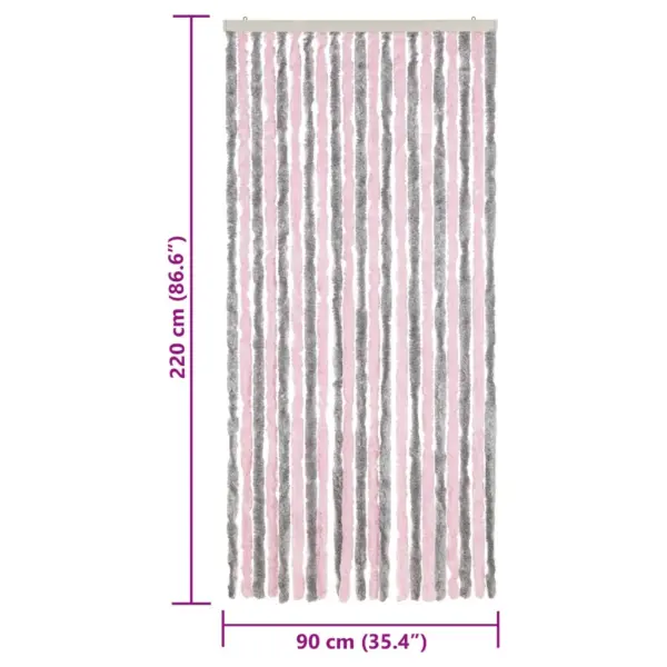 Šenillist putukakardin uksele, hõbehall ja roosa, 90 x 220 cm – 7