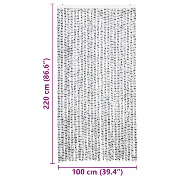 Šenillist putukakardin uksele, hele- ja tumehall, 100 x 220 cm – 7