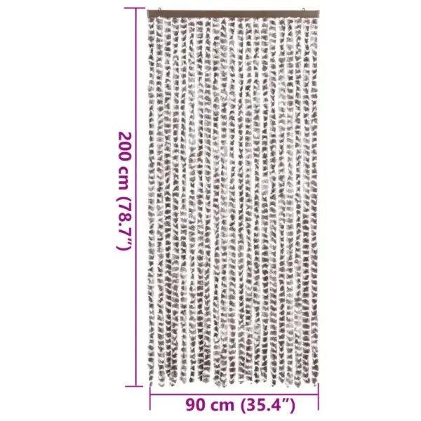Šenillist putukakardin uksele, pruunikashall-valge, 90 x 200 cm – 7