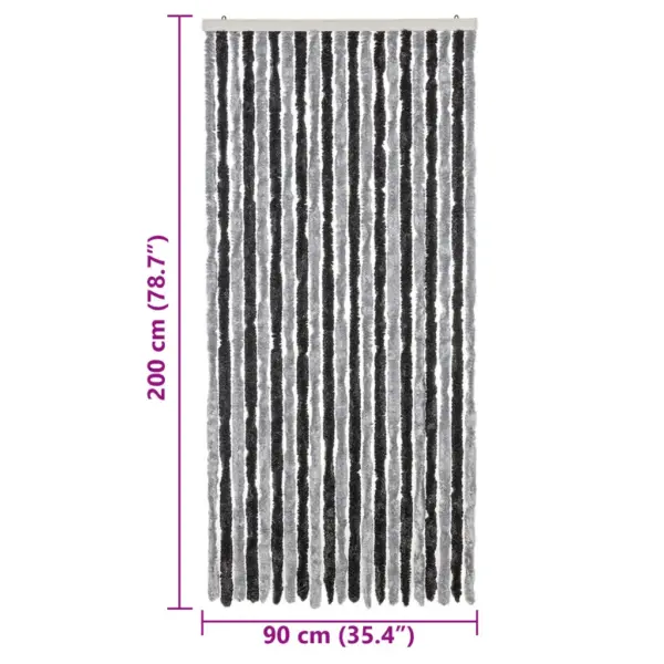 Putukakardin uksele šenillist, hall ja must, 90 x 200 cm – 7