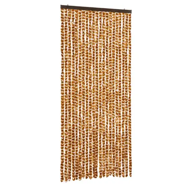 Šenillist putukakardin uksele, ookerkollane ja valge, 90 x 200 cm – 2