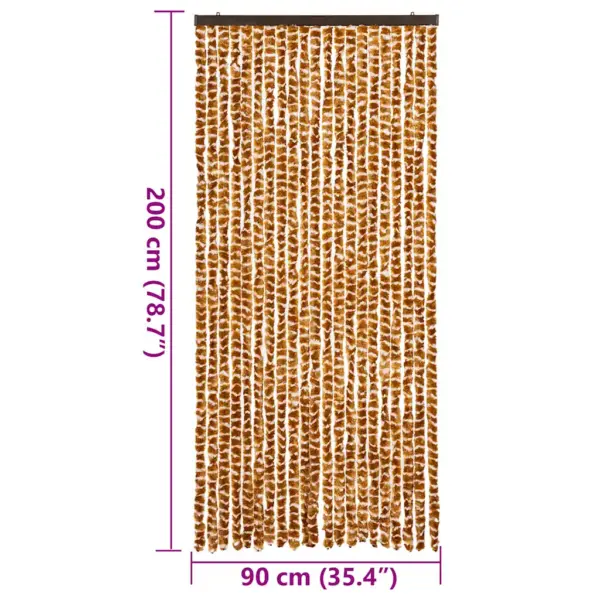 Šenillist putukakardin uksele, ookerkollane ja valge, 90 x 200 cm – 7