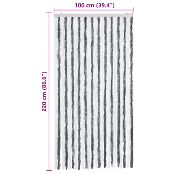 Putukakardin šenillribadega uksele, hall-valge, 100 x 220 cm – 7