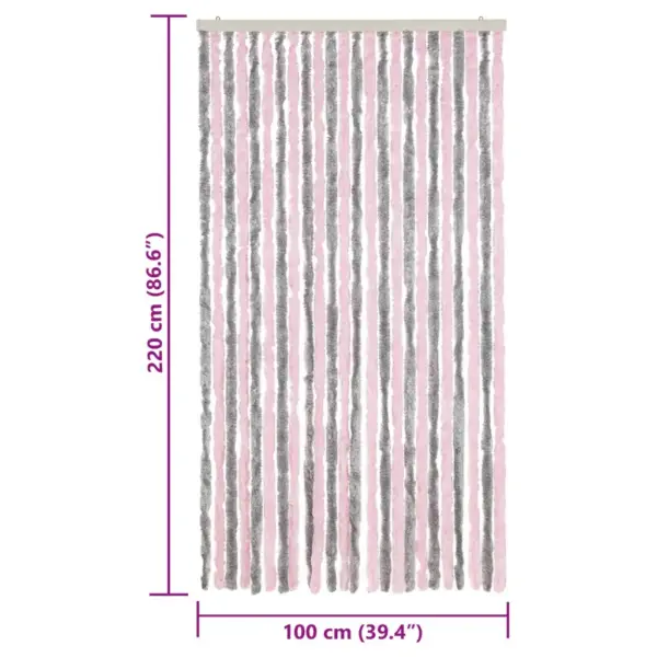 Šenillist putukakardin ustele, hõbehall ja roosa, 100 x 220 cm – 7