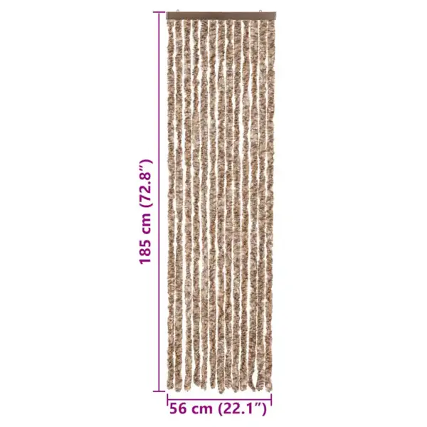 Šenillist ukse putukakardin konksudega, beež ja tumepruun, 56 x 185 cm – 7