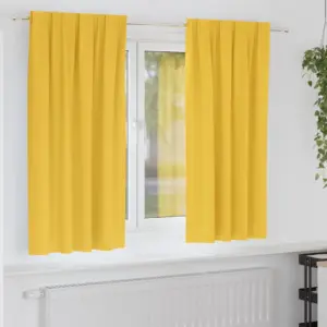 Pimendavad kardinad rõngastega, 2 tk, sinepikollane, 175 x 140 cm, polüester
