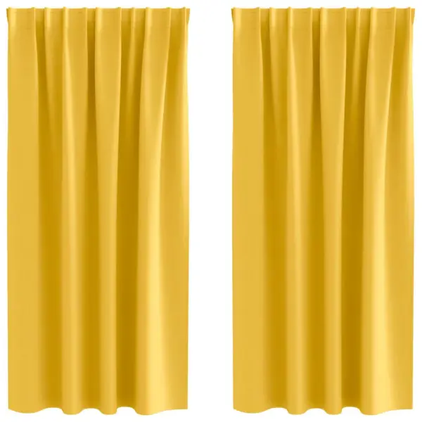 Pimendavad kardinad rõngastega, 2 tk, sinepikollane, 175 x 140 cm, polüester – 2