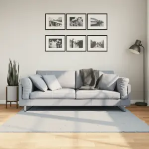 Sinine pestav lühikese narmaga vaip HUARTE, libisemiskindel, 160 x 160 cm