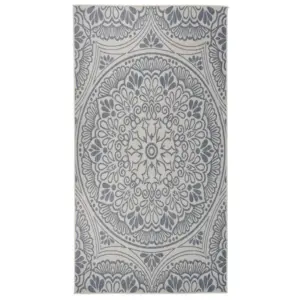 Madalalõimeline sinise mustriga õuevaip, 80 x 150 cm, 100% polüpropüleen