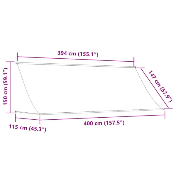 Sissetõmmatav terrassi varikatus terasraamiga, 400 x 150 cm, kreemjasvalge – 8