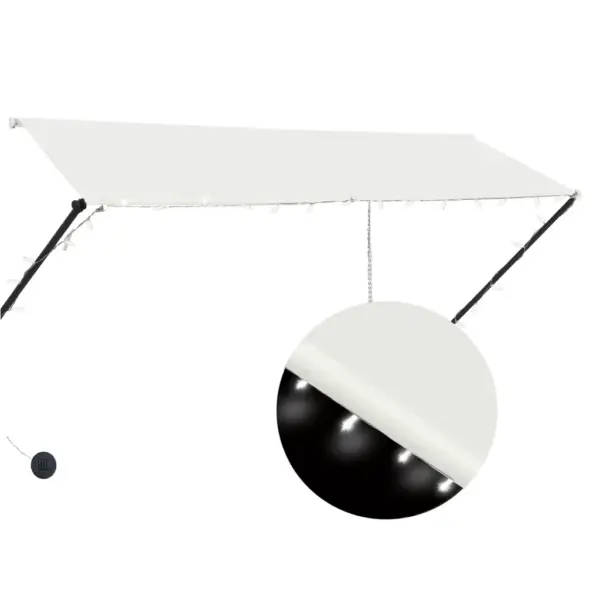 Sissetõmmatav terrassivarikatus LED-valgustusega, 300 x 150 cm, kreemjasvalge – 2