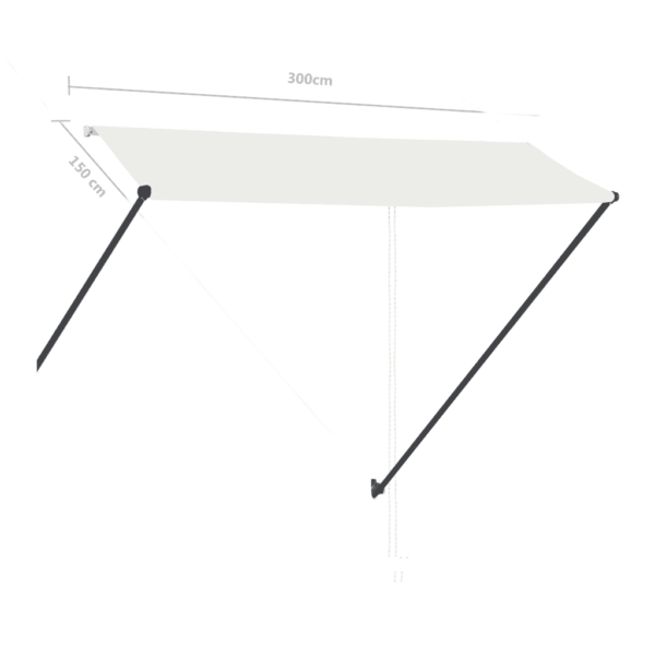 Sissetõmmatav terrassivarikatus LED-valgustusega, 300 x 150 cm, kreemjasvalge – 9