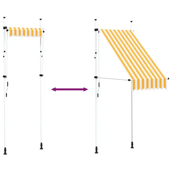 Sissetõmmatav varikatus akna või terrassi kohale, 100 cm, oranži-valgetriibuline – 6