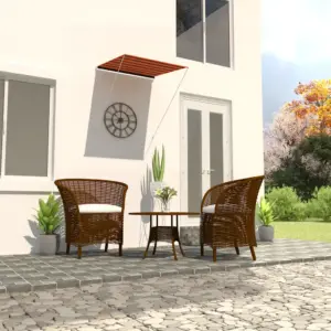 Sissetõmmatav akna- ja terrassivarikatus, käsitsikasutatav, UV-kindel ja vettpidav, terasraamiga, oranž ja pruun, 100 x 150 cm