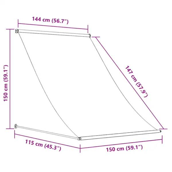 Sissetõmmatav terrassivarikatus, käsitsi juhitav, 150 x 150 cm, kollane-valge – 8