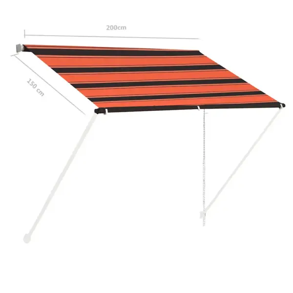 Sissetõmmatav käsivarikatus akendele ja terrassile, 200 x 150 cm, oranž ja pruun – 7
