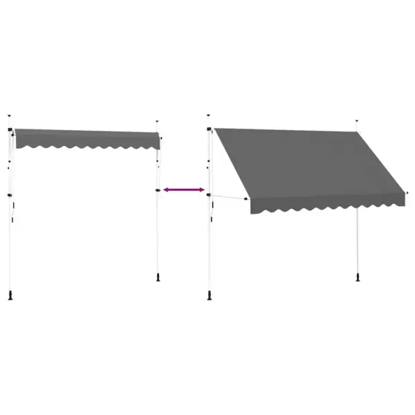 Sissetõmmatav varikatus, antratsiithall, 300 cm lai, käsitsi reguleeritav – 6