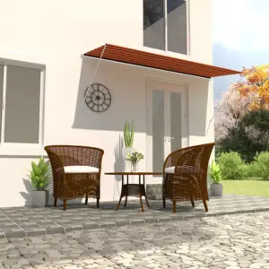 Sissetõmmatav varikatus terrassile ja aknale, oranž/pruun, 350 x 150 cm