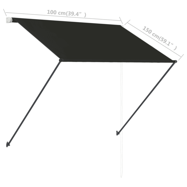 Sissetõmmatav varikatus LED-valgustusega, antratsiithall, 100 x 150 cm – 9