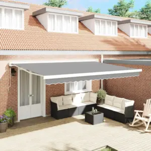 Sissetõmmatava varikatuse raam terrassile, valge alumiinium, 500 x 300 cm