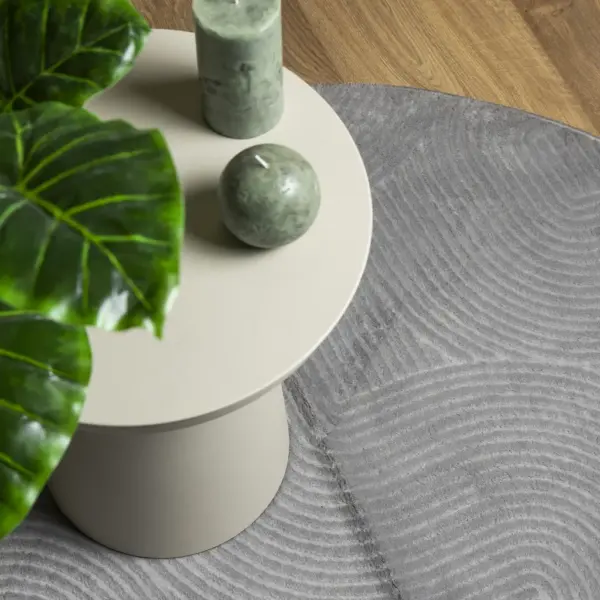 Skandinaavia stiilis ümmargune lühikese karvaga vaip IZA, hall, Ø 160 cm – 7