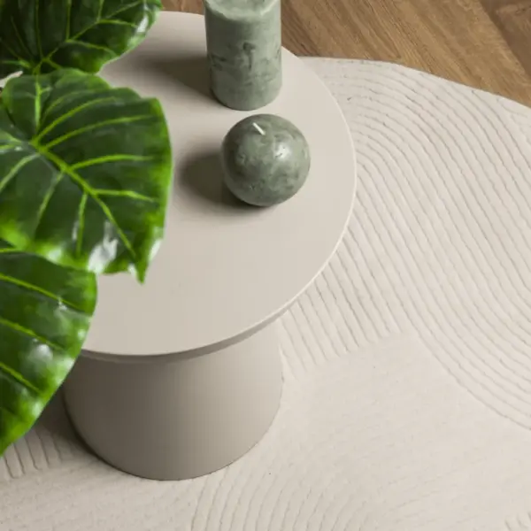 Skandinaavia stiilis lühikese karvaga vaip IZA, kreemjasvalge, Ø 100 cm – 7