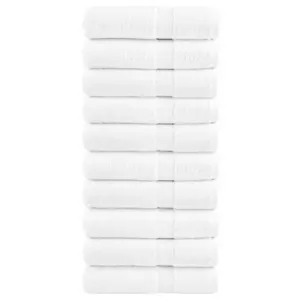 Valged puuvillased käterätikud SOLUND, 10 tk, 50 x 100 cm, 600 gsm