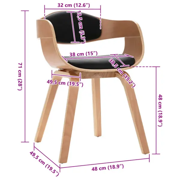 Mustad painutatud puidust söögitoolid kunstnahast istmega, 2 tk – 9