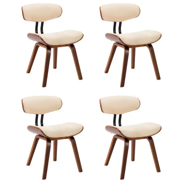 Kreemjasvalged söögitoolid painutatud puidust raamiga, kunstnahast polster, 4 tk – 2