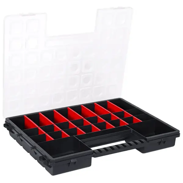 Plastist sortimendikast reguleeritavate vaheseintega, 27 sektsiooni, 5 tk komplekt, läbipaistev/must, 38,5 x 28,3 x 5 cm – 4