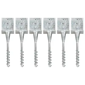 Spiraalotsaga tsingitud terasest maavaiad, 6 tk, hõbedane, 14 x 14 x 58 cm